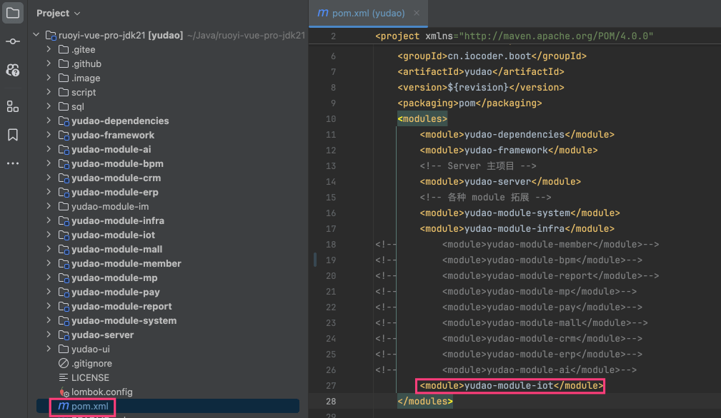 取消 模块的注释